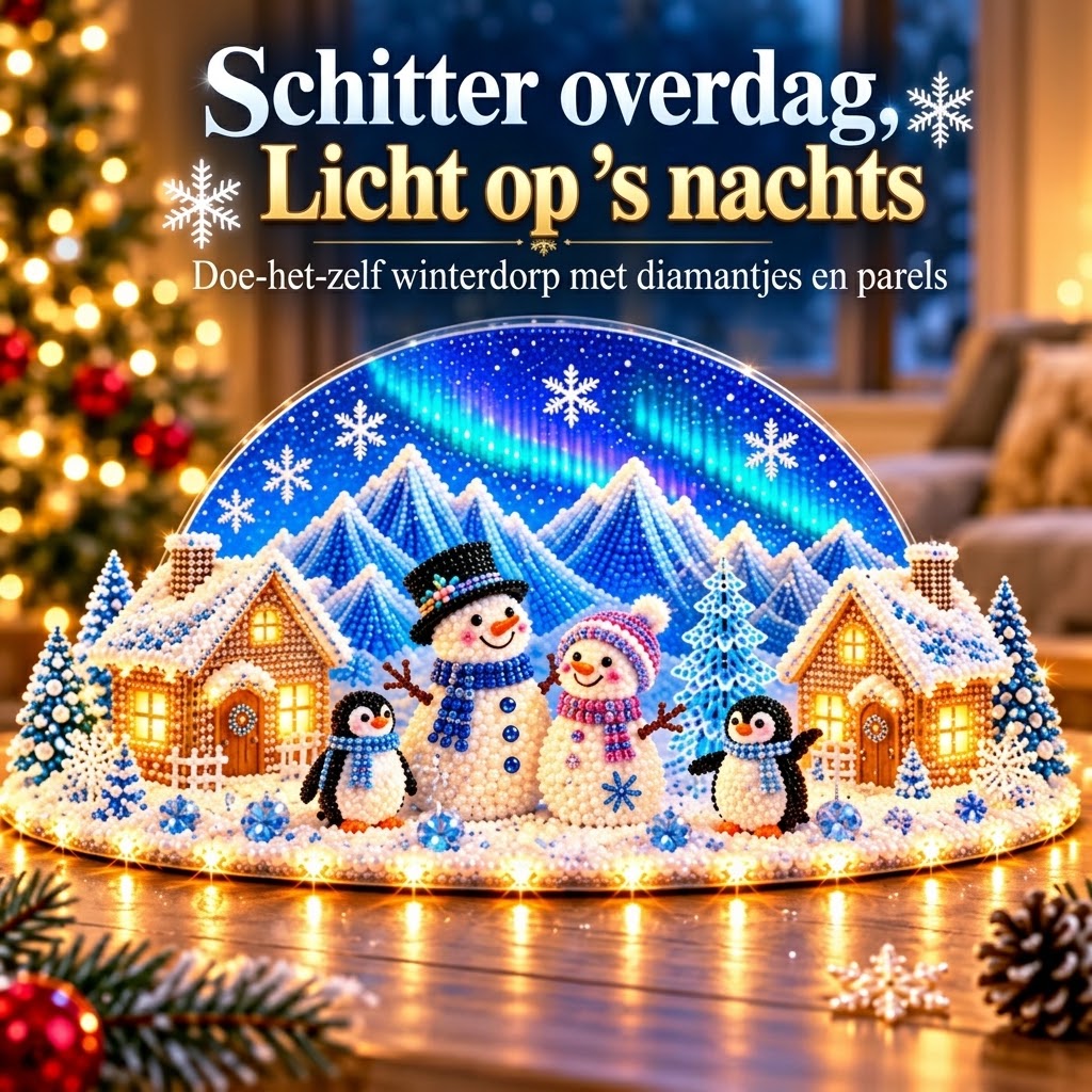 DIY winterwonderland met strass steentjes en pareldetails