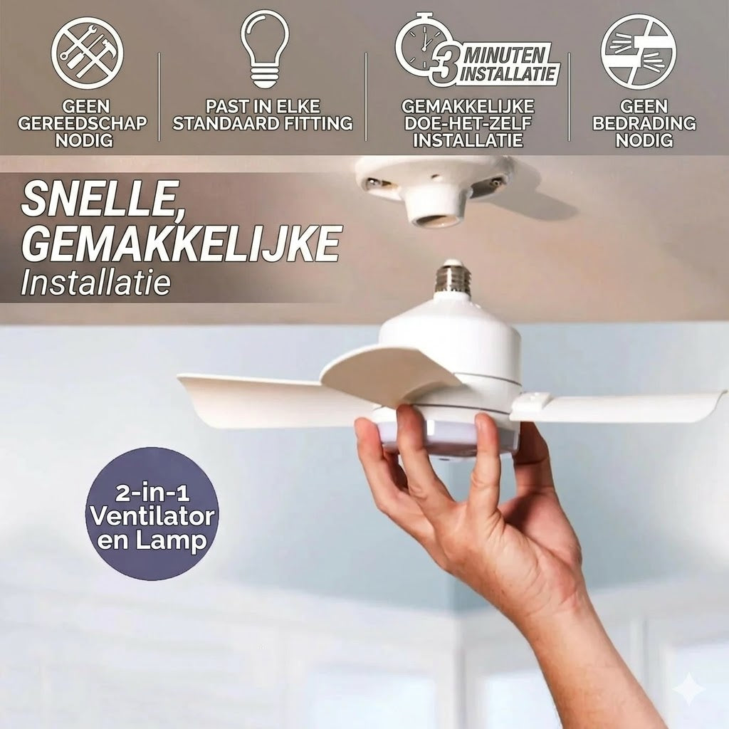 2-in-1 Draagbare plafondventilator & lamp met afstandsbediening