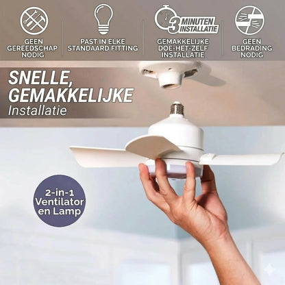 2-in-1 Draagbare plafondventilator & lamp met afstandsbediening