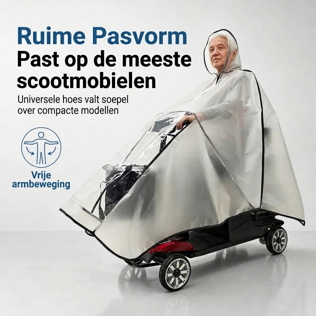 Extra grote waterdichte PVC regenponcho voor scootmobielen