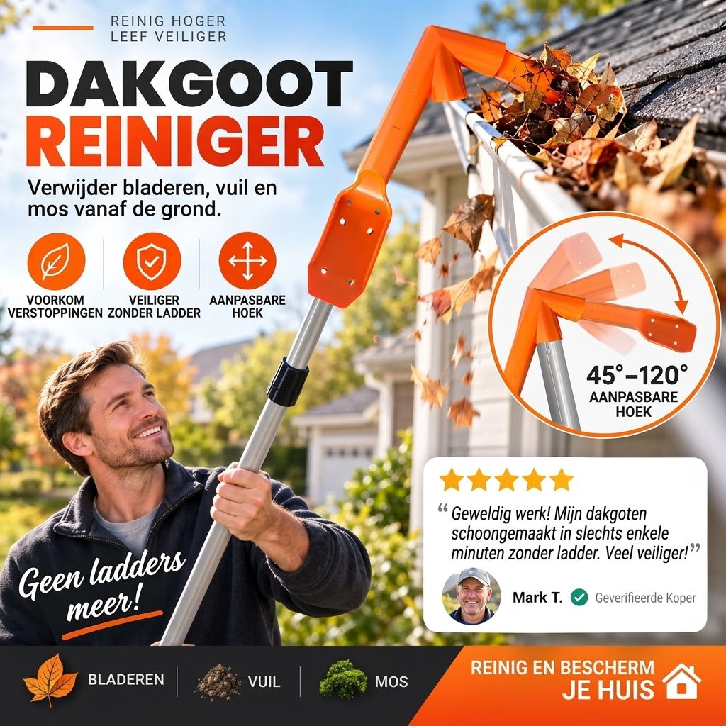 Ergonomische dakgootreiniger