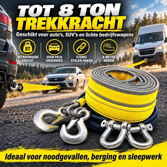 Sleepband 8 ton 4 meter met U beugelhaken