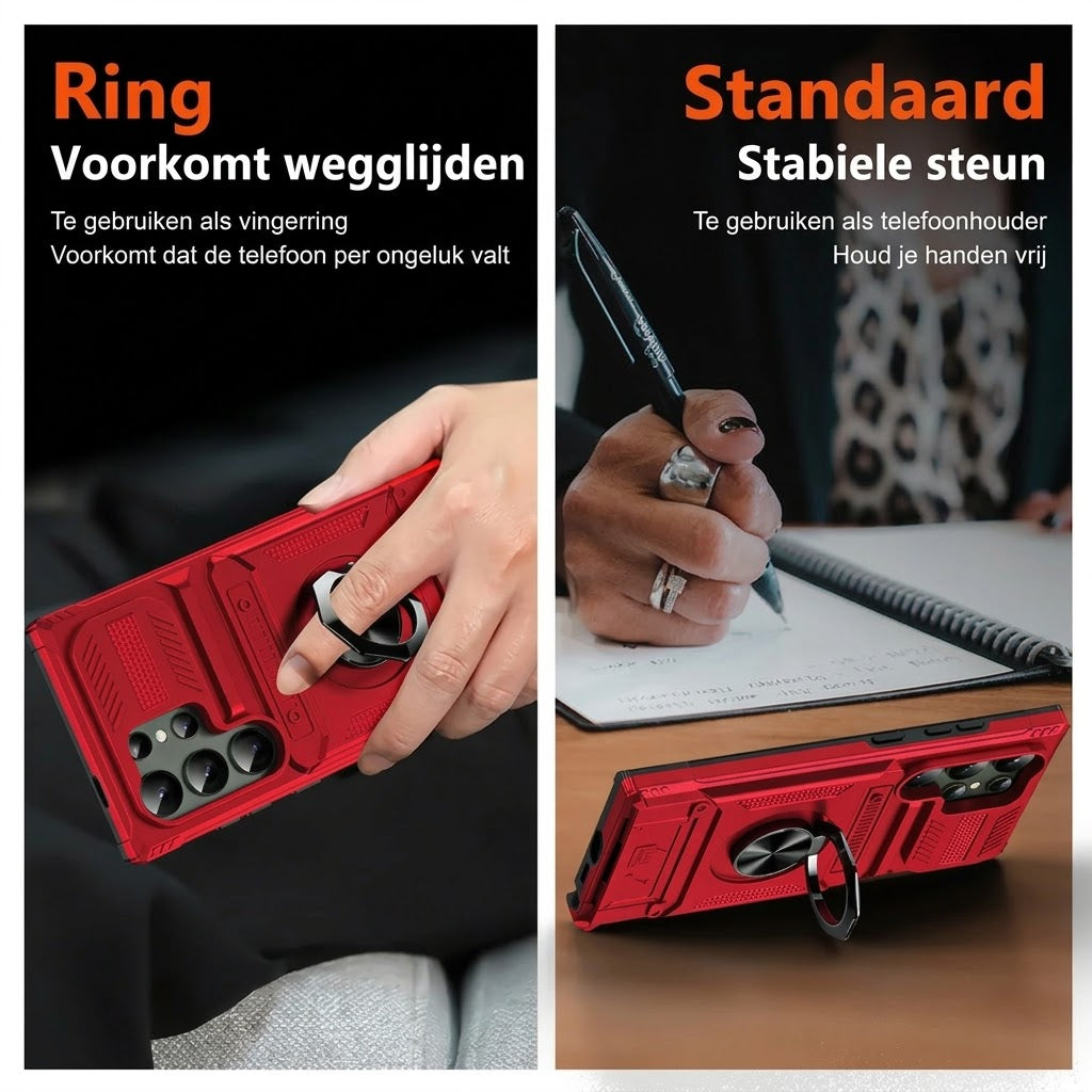 Samsung hoesje met kaarthouder en magnetische ringstandaard