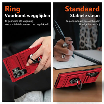 Samsung hoesje met kaarthouder en magnetische ringstandaard