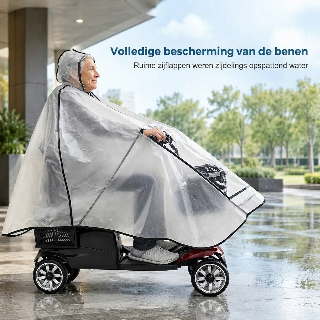 Extra grote waterdichte PVC regenponcho voor scootmobielen