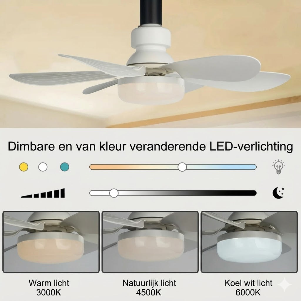 2-in-1 Draagbare plafondventilator & lamp met afstandsbediening