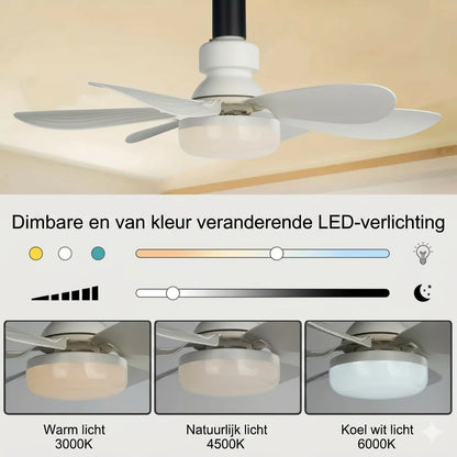 2-in-1 Draagbare plafondventilator & lamp met afstandsbediening