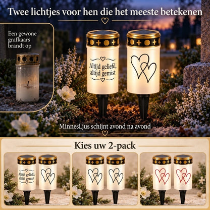 MinnesLjus LED graflichten set van 2 met zonnecel of batterij