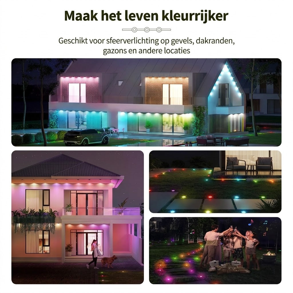 Slimme RGB lichtslinger voor buiten met app bediening