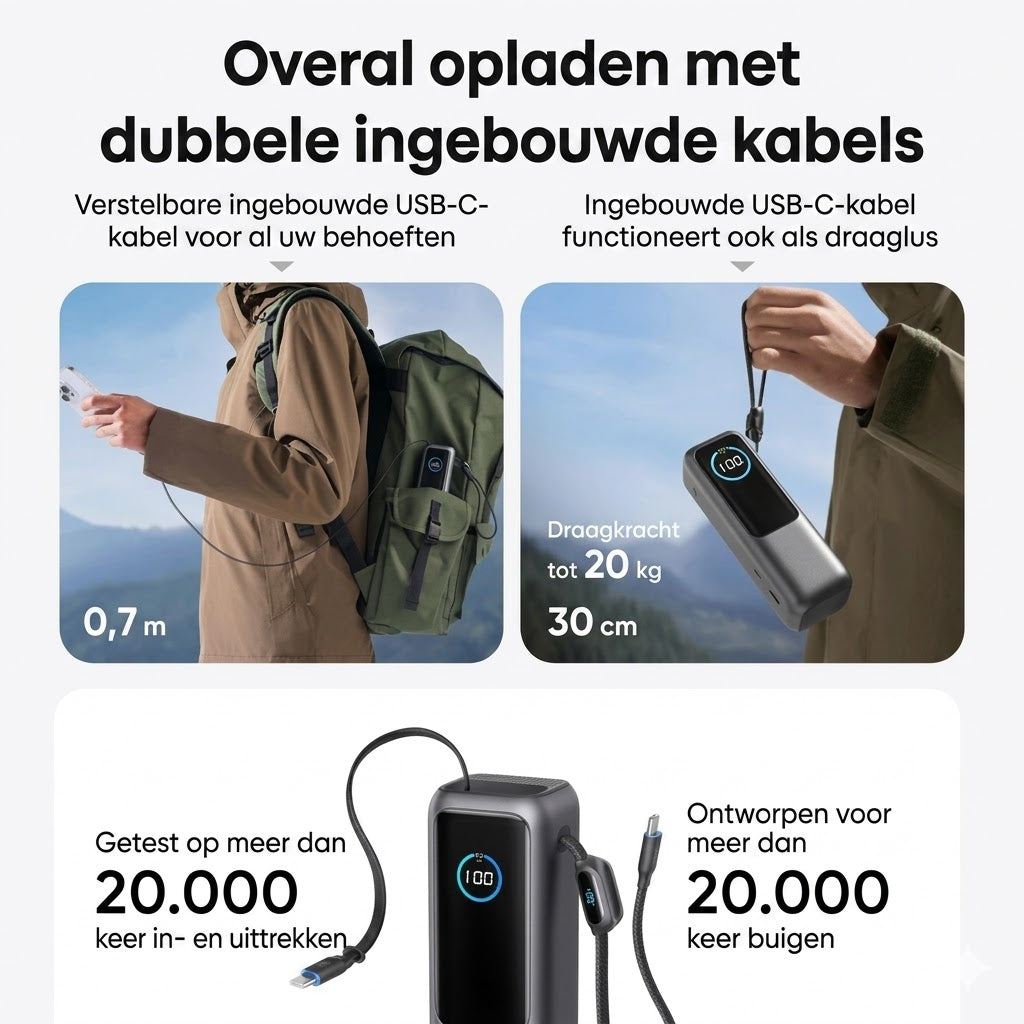 Portable Charger with Built-in Cable
