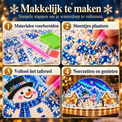 DIY winterwonderland met strass steentjes en pareldetails