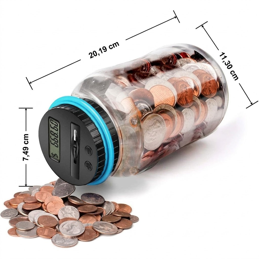 Digitale spaarpot met muntenteller voor euro en dollar
