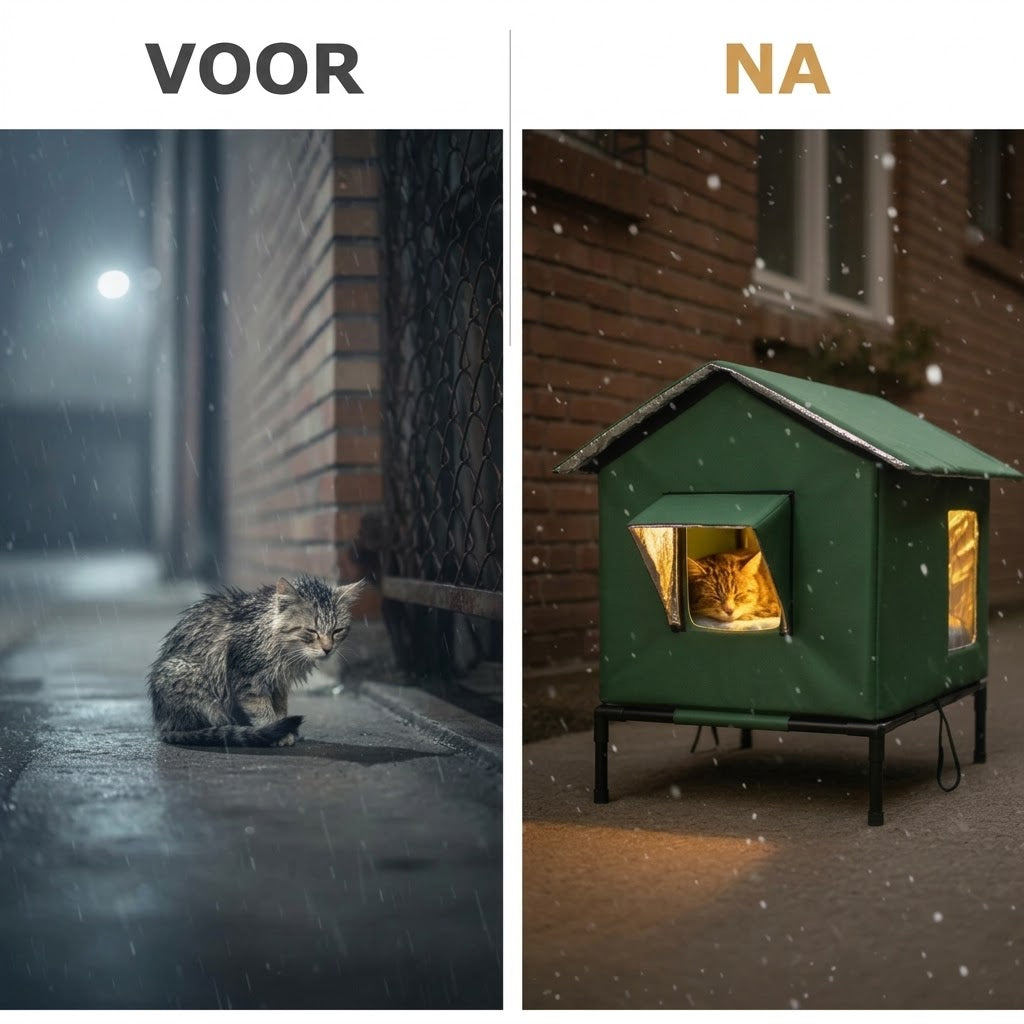 Weerbestendig verhoogd kattenhuis voor buiten