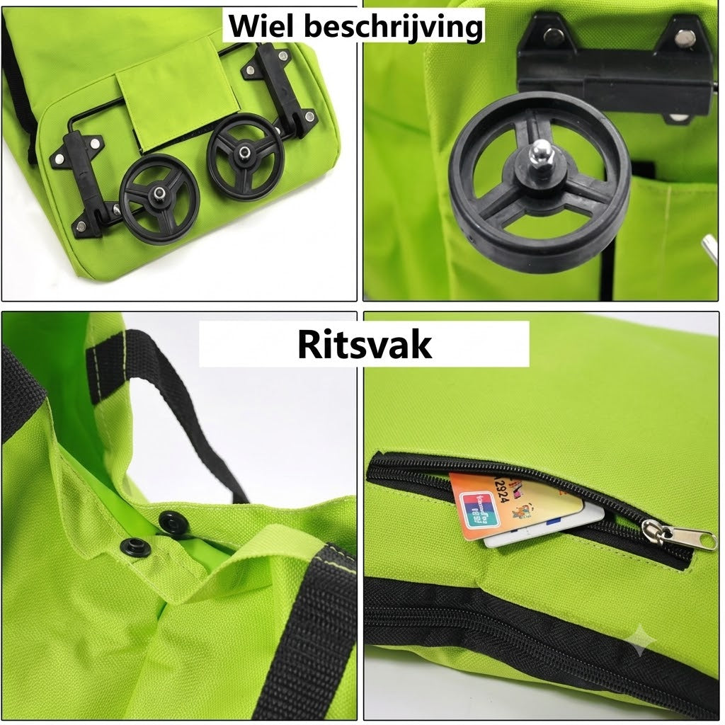 Zelfstaande Opvouwbare Boodschappentrolley van 600D Oxfordstof met Handvat