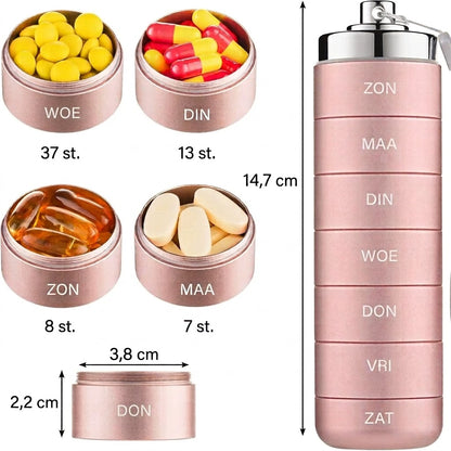 Smart Dose metalen pillendoos met 7 vakjes