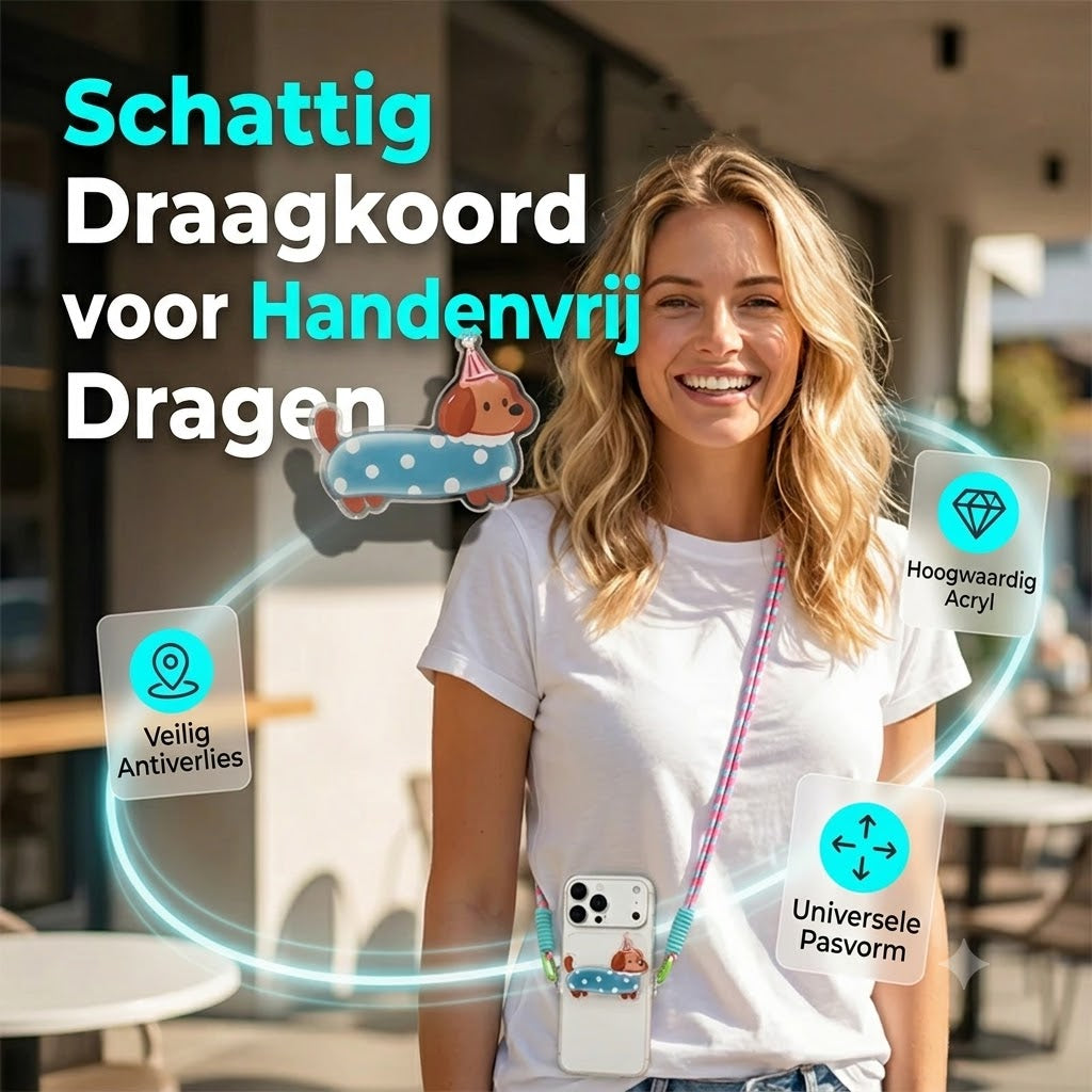 Telefoonclip met Cartoondier en Polskoord