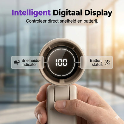 Draagbare handventilator met digitaal LED-display