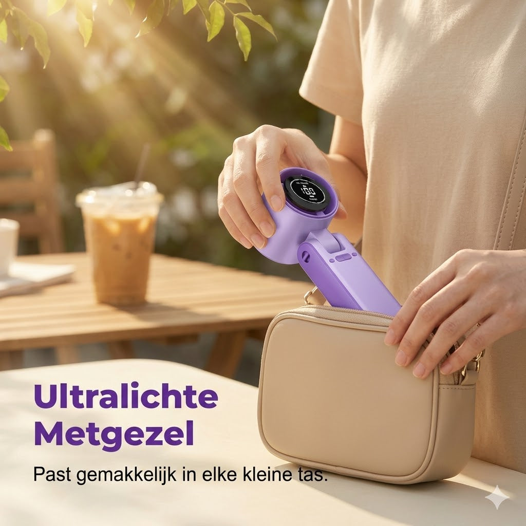 Draagbare handventilator met digitaal LED-display