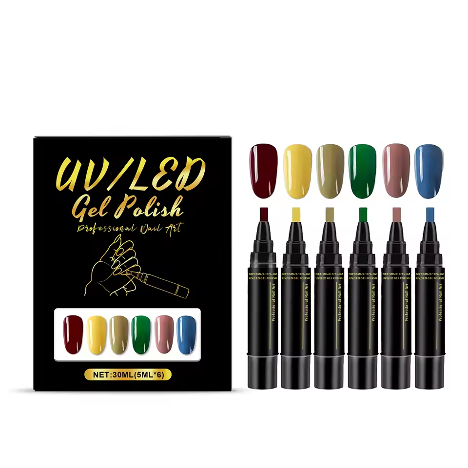 SalonPen 3 in 1 gelpennenset met UV LED lamp 6 stuks