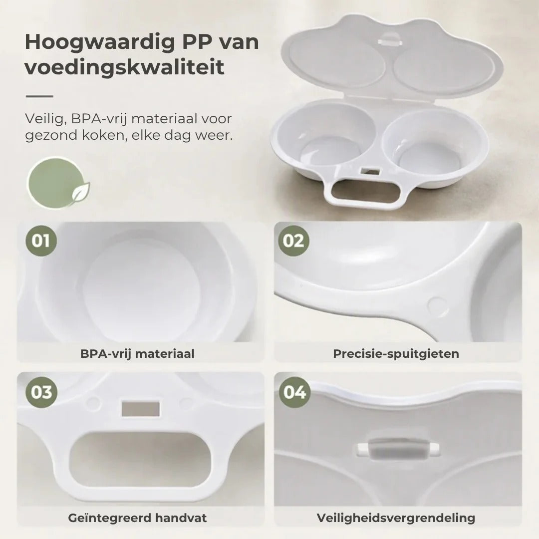 Magnetron eierkoker met deksel en handvat