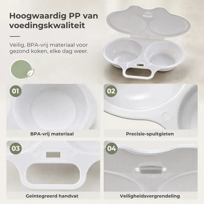 Magnetron eierkoker met deksel en handvat