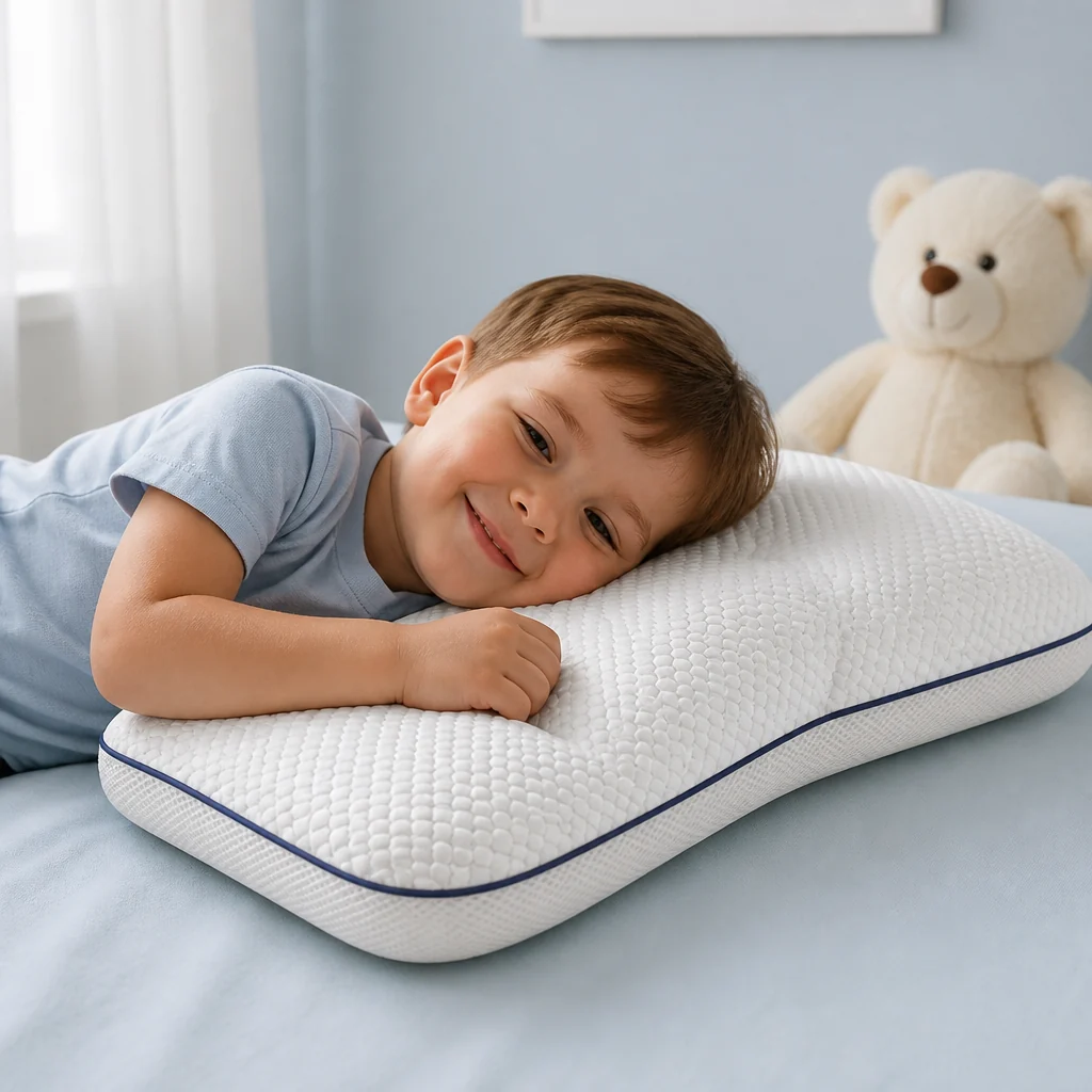 Ergonomisch kinderkussen van memory foam met nekondersteuning