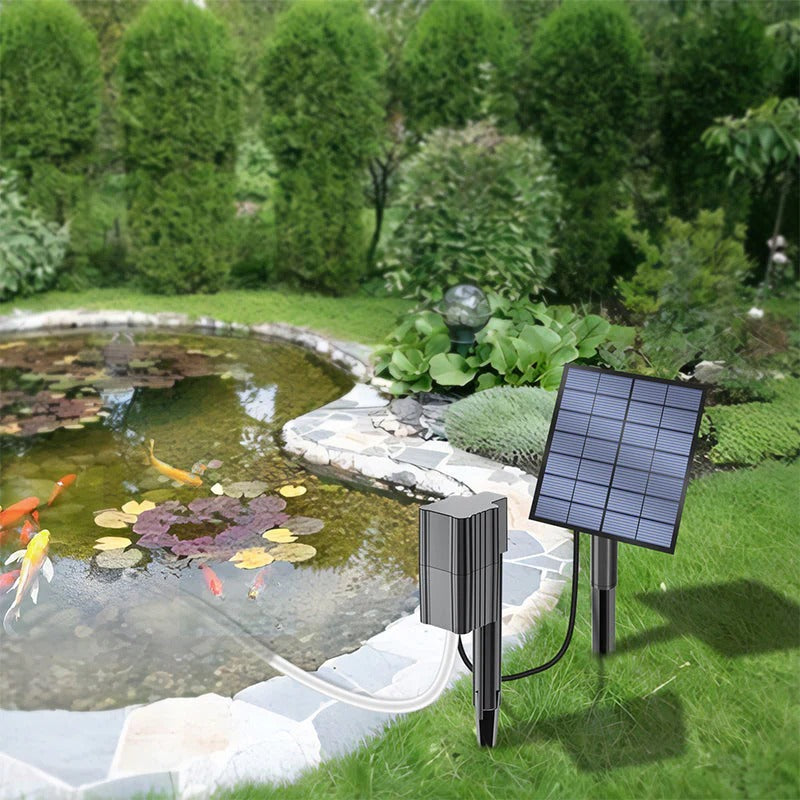 Solar vijverbeluchter biedt continue zuurstof voor vissen en planten