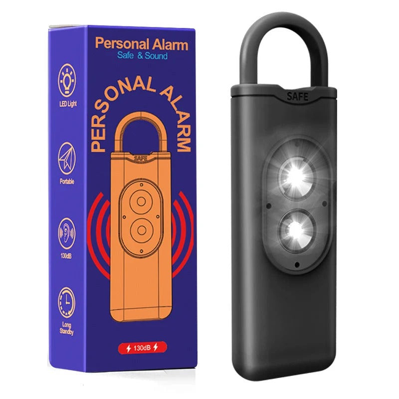 Oplaadbaar Persoonlijk Alarm met Zaklamp en 130 dB Sirene
