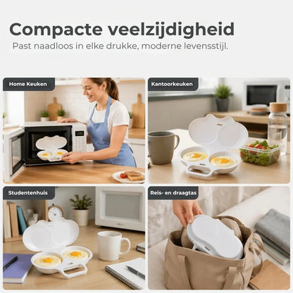 Magnetron eierkoker met deksel en handvat
