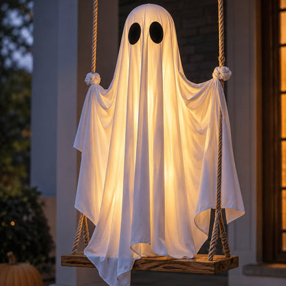 Hangende spookschommel met LED verlichting voor Halloween