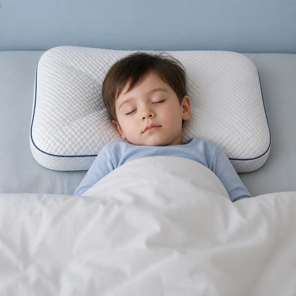 Ergonomisch kinderkussen van memory foam met nekondersteuning