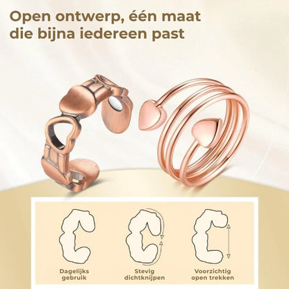 Verstelbare Koperen Wellnessring met Magneten