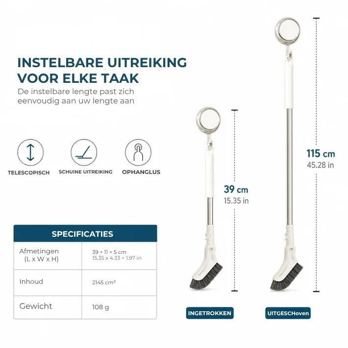 Uitschuifbare kierenborstel