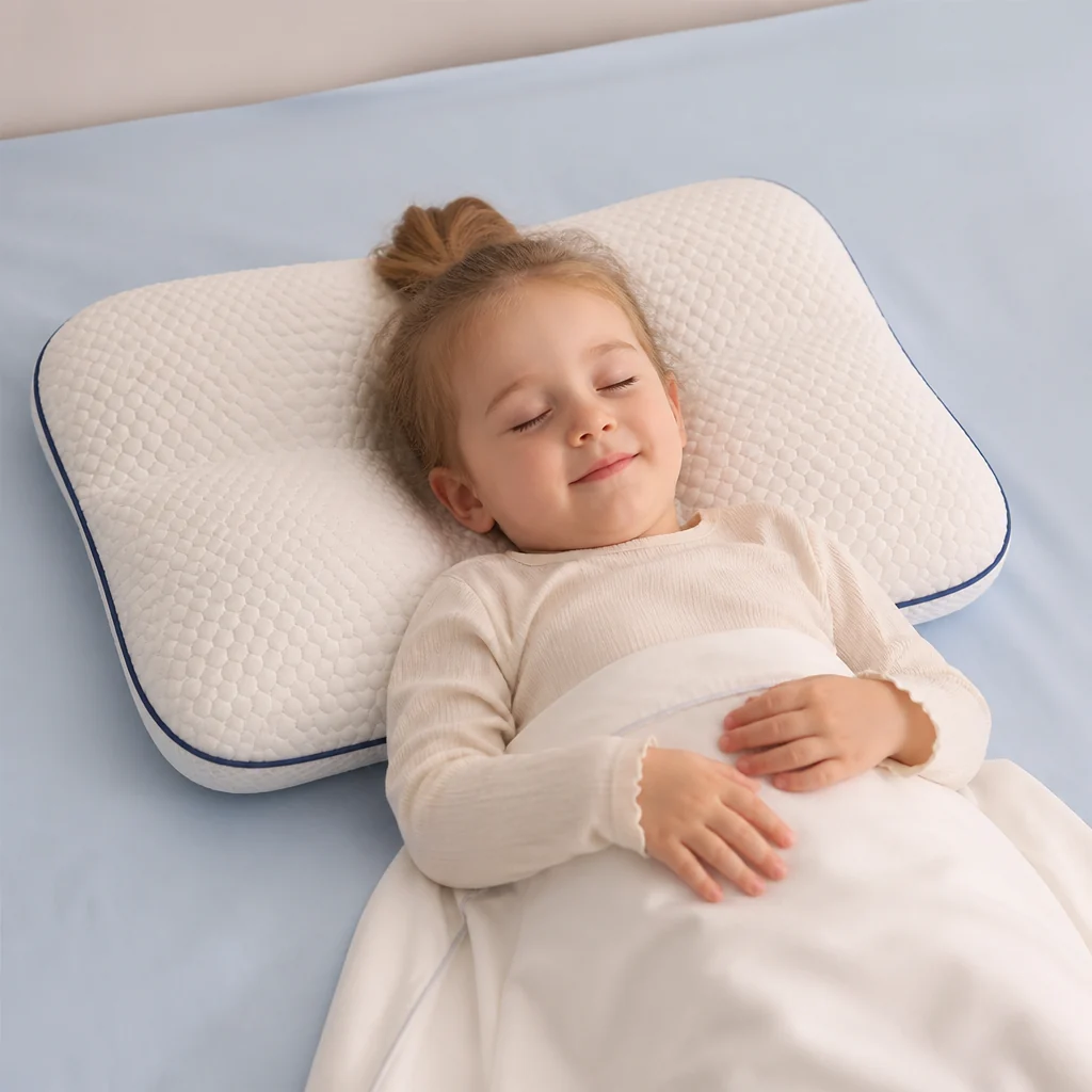 Ergonomisch kinderkussen van memory foam met nekondersteuning