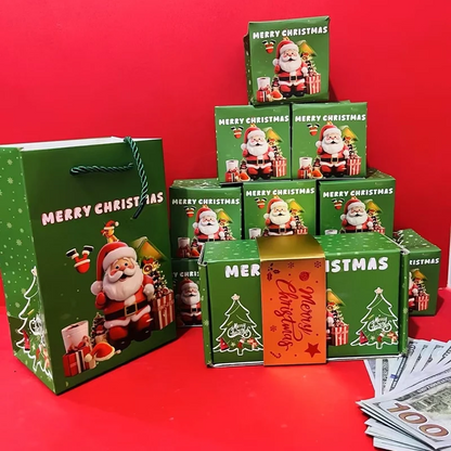 Pop up kerstcadeaudoos met explosie effect en 25 springdoosjes