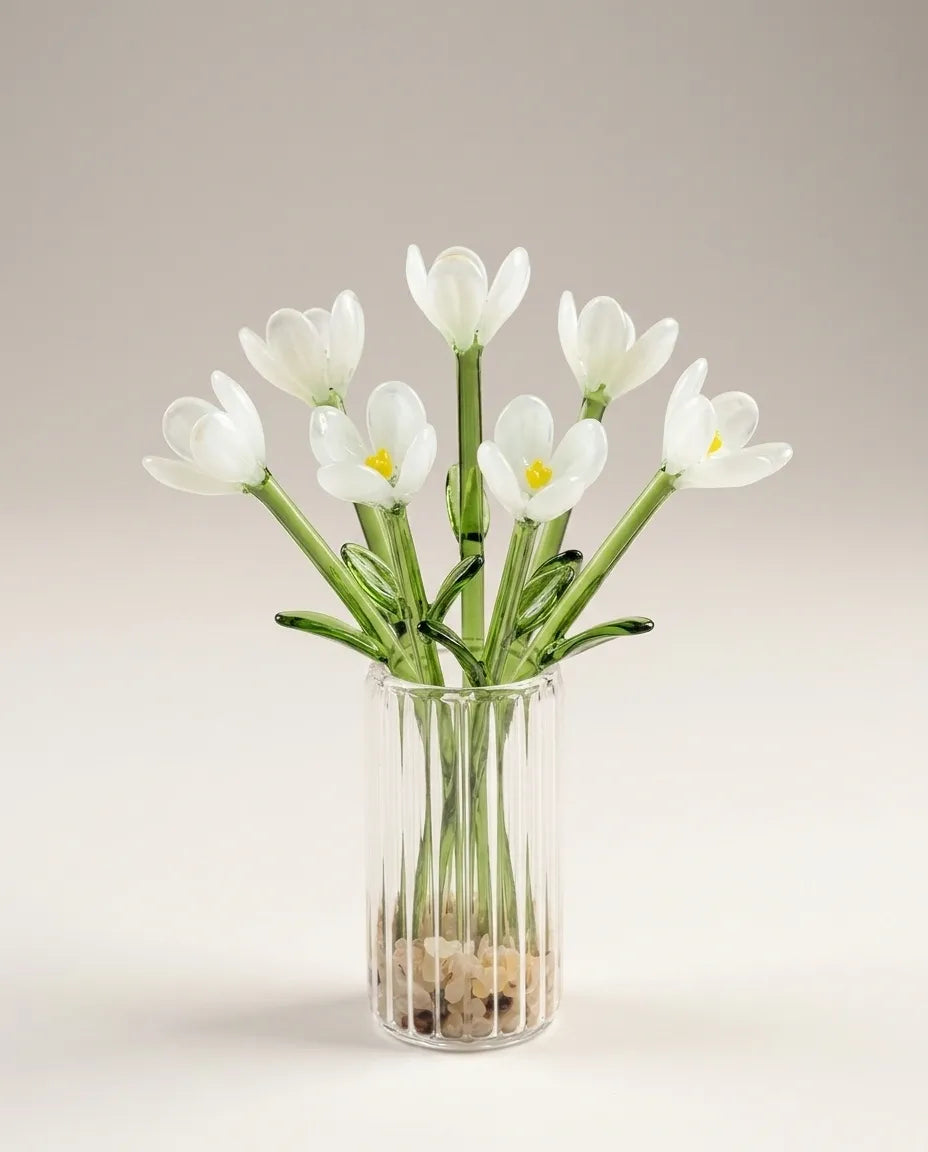 Ljuva Evighet handgemaakte glazen minivaasjes met bloemen