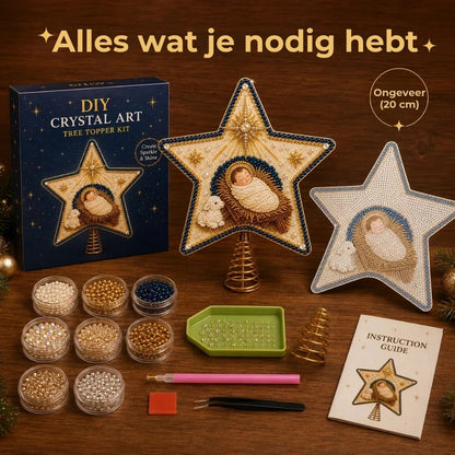 Religieuze DIY Kerstboompiek Kit met Parels en Diamanten