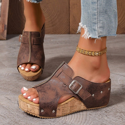 Damesmode Peep Toe sleehak sandalen met plateauzool