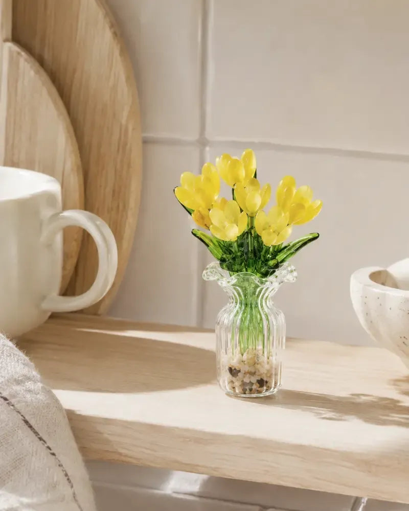 Ljuva Evighet handgemaakte glazen minivaasjes met bloemen