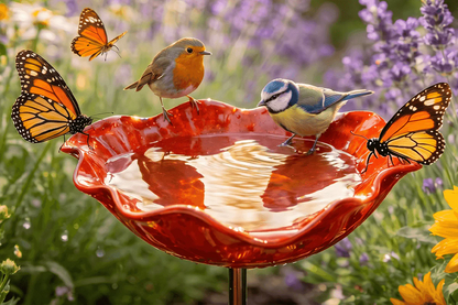Decoratieve handgemaakte metalen vogelvoeder in bloemvorm
