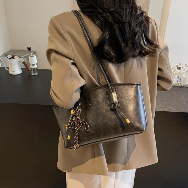 Vintage PU leren schoudertas voor dames