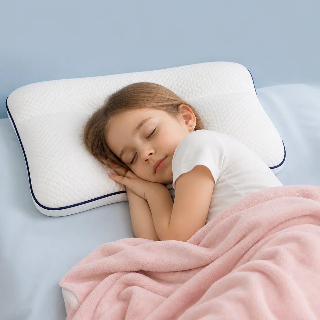 Ergonomisch kinderkussen van memory foam met nekondersteuning