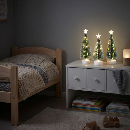 Silva - Drie kleine kerstboompjes met warmwit licht