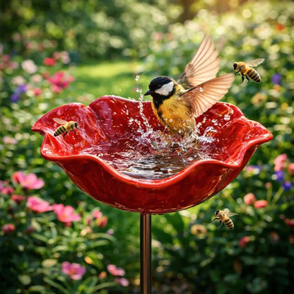 Decoratieve handgemaakte metalen vogelvoeder in bloemvorm