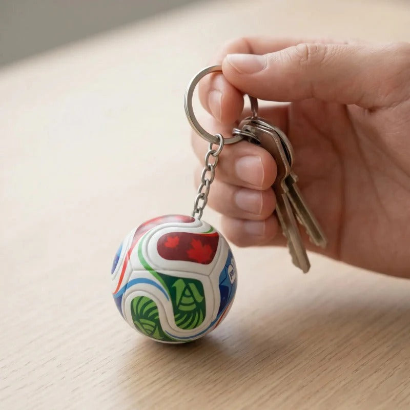 Voetbalsleutelhanger met Wereldbekertrofee