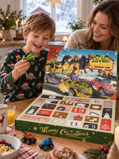 Dinosaurus raceauto adventskalender voor kinderen