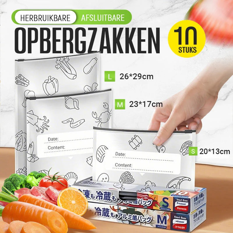 Herbruikbare aluminiumfolie vershoudzakken met kluissluiting（10 stuks per set）