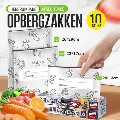 Herbruikbare aluminiumfolie vershoudzakken met kluissluiting（10 stuks per set）