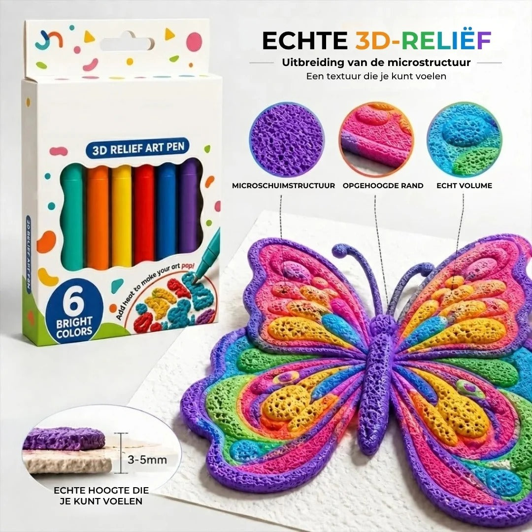 3D reliëf kunstpennenset met microschuimstructuur