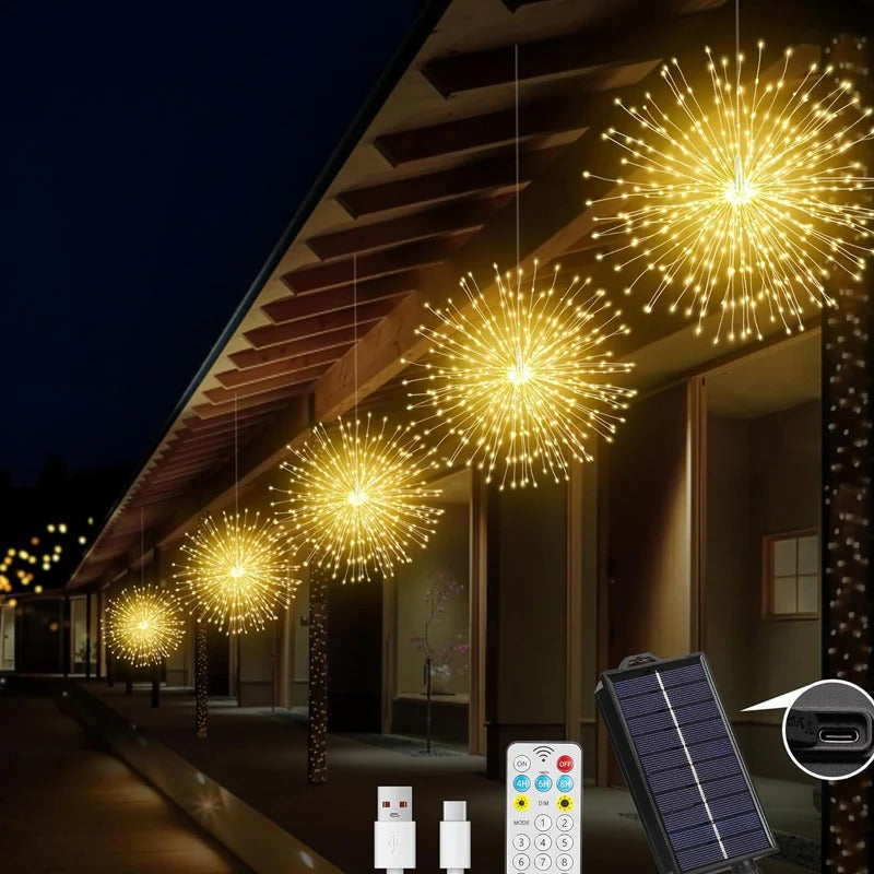 Solar vuurwerk lichtslingers voor in de tuin en op feestjes